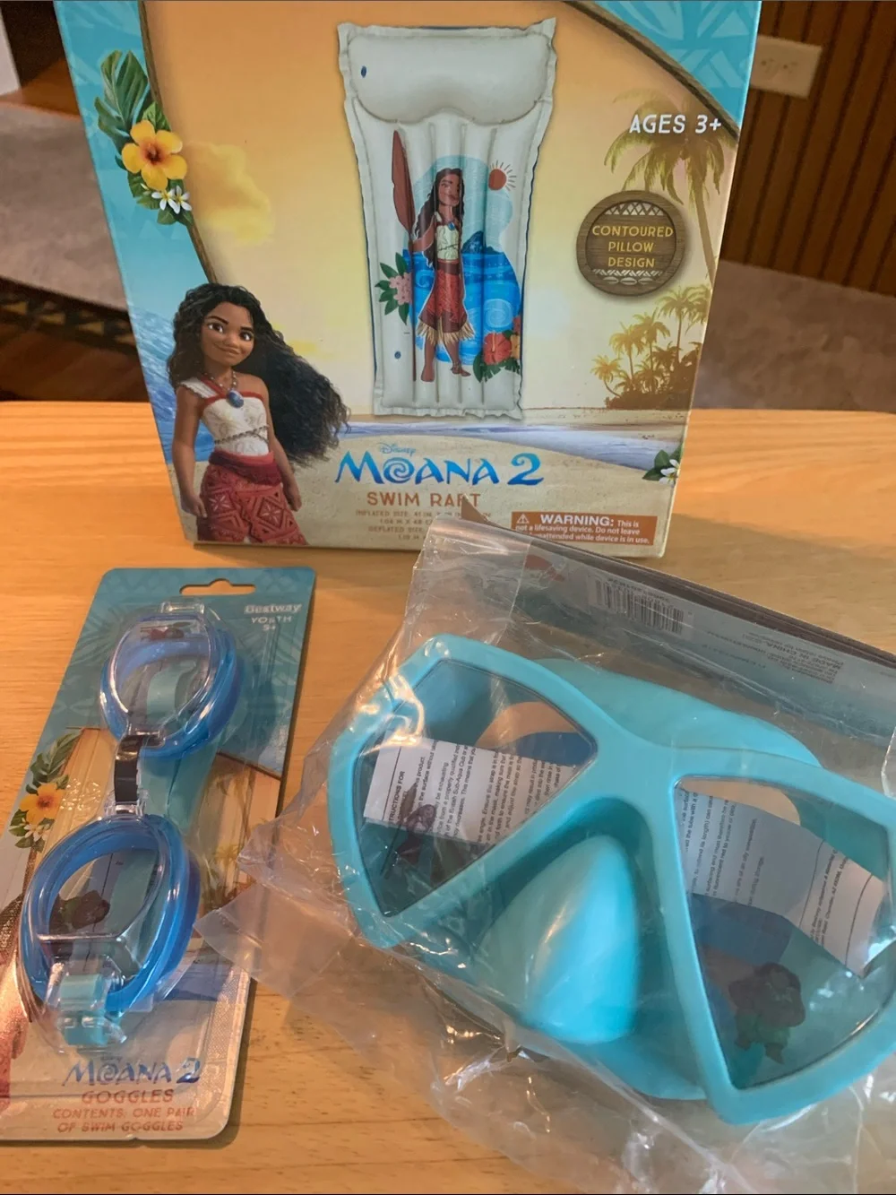 Disney Moana 2 Disney 3-Pc Swim pool Party set NEW Swim raft Mask & Goggles Set